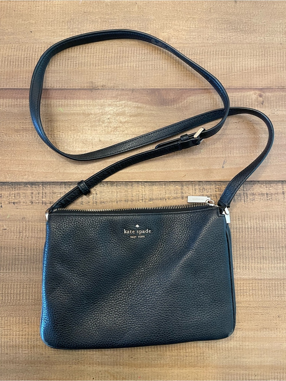 kate spade black pebbled leather small crossbody bag